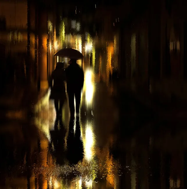 couple walking baroque street Lecce night
