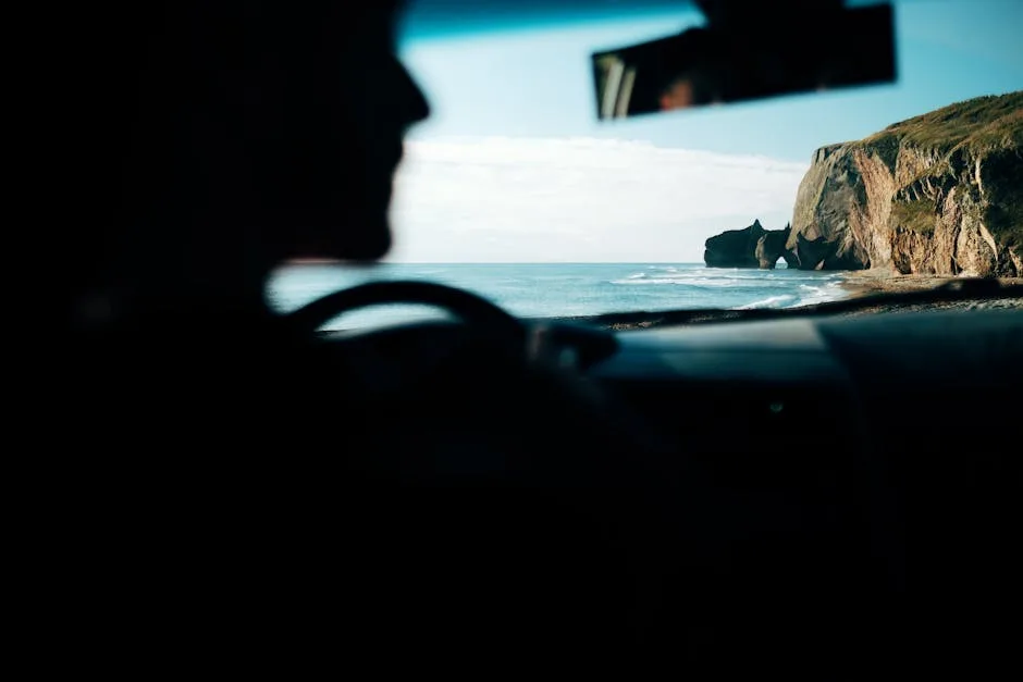 Driving coastal road Salento sunny