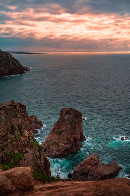 Rocky cliffs rising above turquoise sea off Lecce